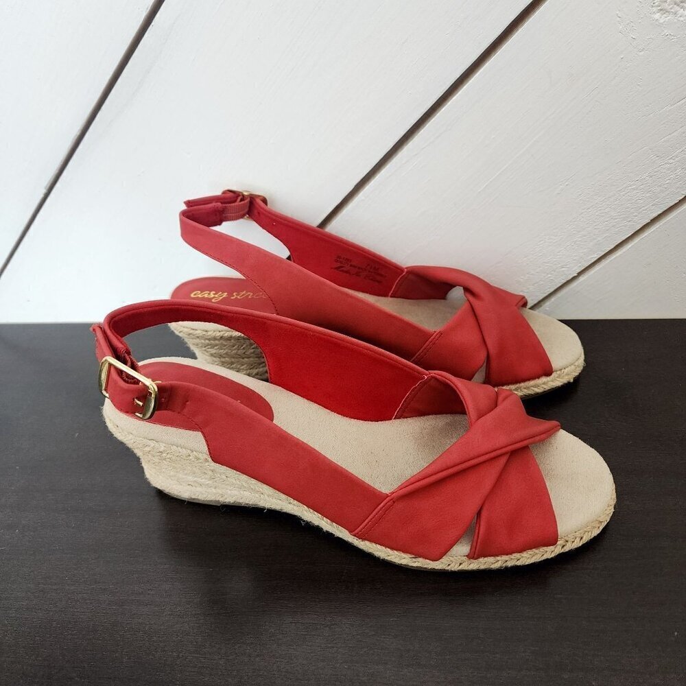 NEW Easy Street Maureen Womens 7.5 Espadrille Wedge Sandals Buckle Strap 3CT - Picture 1 of 9